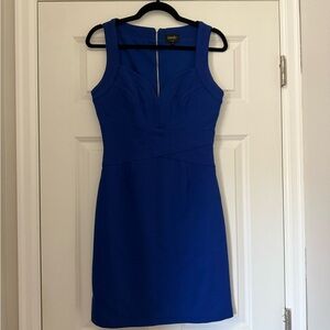 Laundry By Shelli Segal Blue Sheath Mini Dress V-Neck Slit